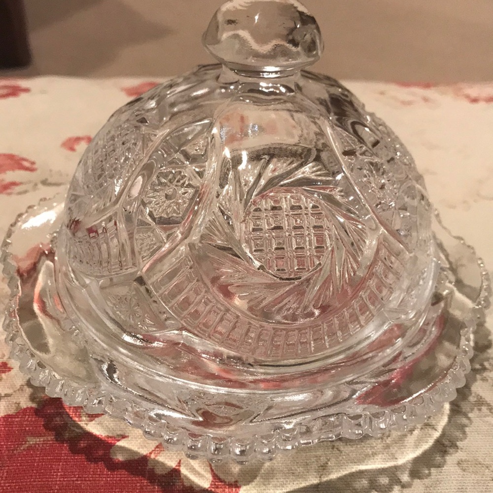 VINTAGE GLASS COVERED DISH